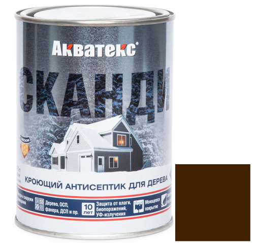 Антисептик акриловый кроющий для дерева Акватекс Сканди полуматовый Лакрица 0,75 л