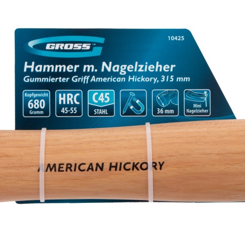 Молоток-гвоздодер, 680 г, угол 75, магнит, обрезиненная рукоятка AMERICAN HICKORY GROSS фото 9