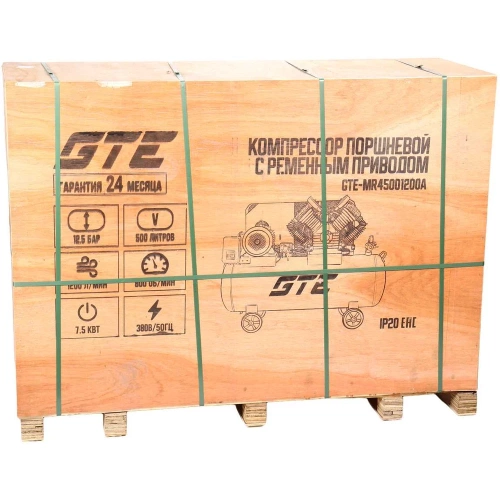 Компрессор поршневой с ременным приводом GTE 380В, ресив. 500л, 1200л/мин. /1 GTE-MR45001200A фото 8