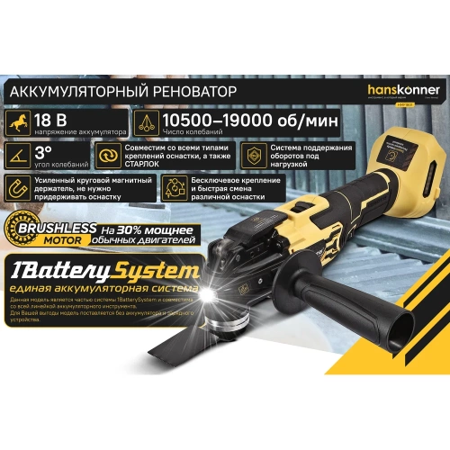 Аккумуляторный реноватор Hanskonner 1BatterySystem HMF1801 фото 3
