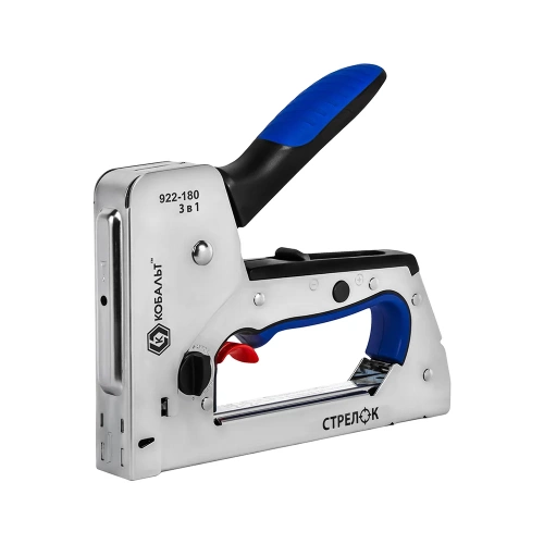 Степлер механический КОБАЛЬТ СТРЕЛОК, сталь. корп., скобы 6-14 мм, тип 53, шпильки 12-14 мм, гвозди 14 мм, рег.удара, спуск.крючок 922-180 Степлер механический КОБАЛЬТ СТРЕЛОК, сталь. корп., скобы 6-14 мм, тип 53, шпильки 12-14 мм, гвозди 14 мм, рег.удара, спуск.крючок 922-180