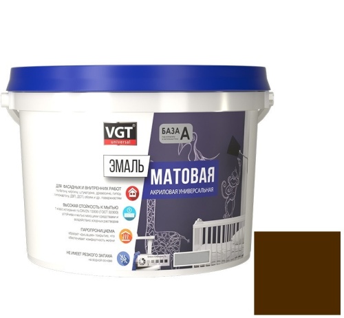 Эмаль универсальная VGT матовая Ral 8011 коричневая 2,5 кг