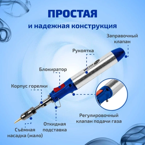 Газовый паяльник МЕГЕОН 3 в 1 00401 к0000038188 фото 4