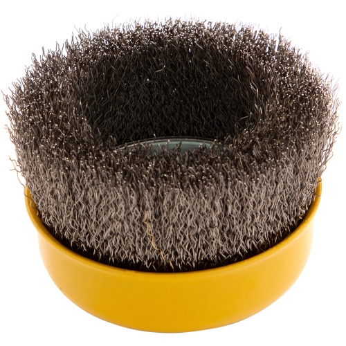 Щетка для УШМ, 100 мм, "Чашка", витая нержавеющая проволока 0.3 мм, М14 Denzel фото 7