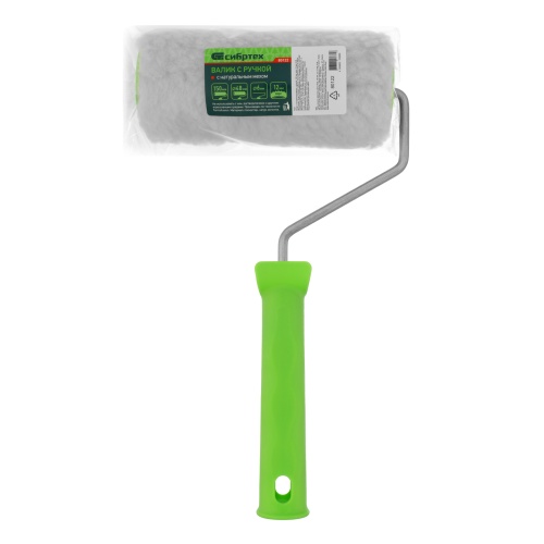 Валик с натуральным мехом, с ручкой, 150 мм, ворс 12 мм, D 48 мм, D ручки 6 мм, Сибртех фото 6