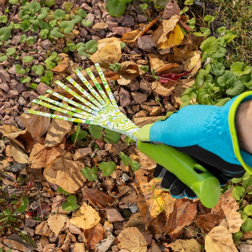 Грабли веерные 9 - зубые, 130 х 415 мм, стальные, пластиковая рукоятка, Flower Green, Palisad фото 10
