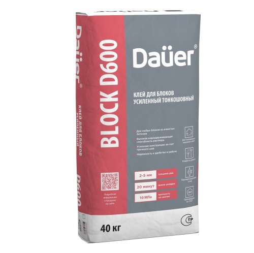 Клей монтажный Dauer Quader Block D600 тонкошовный 25 кг