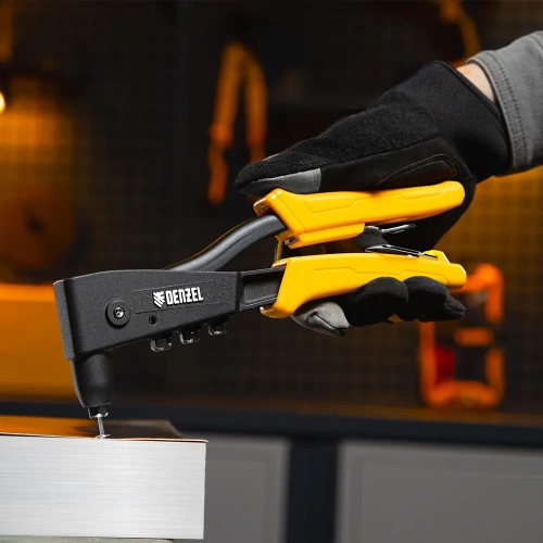 Заклепочник Denzel ручной, 255 мм, литой, усиленный, заклепки 2,4-3,2-4,0-4,8 мм 40441 фото 9