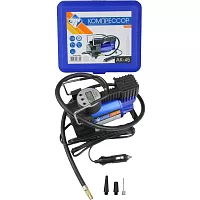 Компрессор Nova Bright АК-45, до 45 л/мин., 100 PSI, 12В, синий металлический корпус, пластиковый кейс, цифровой манометр, автостоп 36449