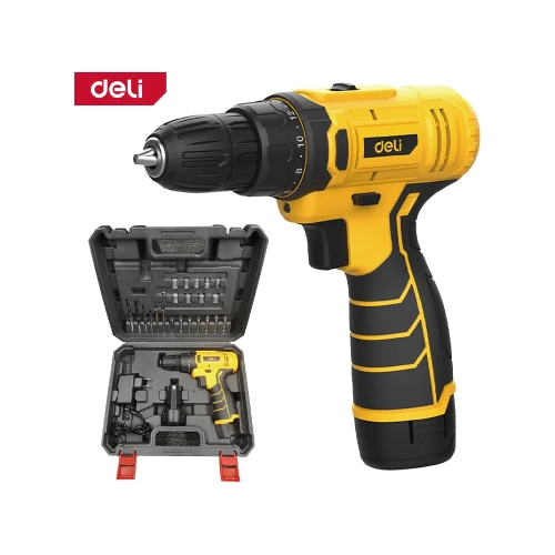 Дрель-шуруповерт аккумуляторная DELI DL-DZ12-6A2 1 акб, 12В х 2Ач, ЗУ, 30Нм, набор оснастки 24 предмета, кейс 164631 фото 4 Дрель-шуруповерт аккумуляторная DELI DL-DZ12-6A2 1 акб, 12В х 2Ач, ЗУ, 30Нм, набор оснастки 24 предмета, кейс 164631 фото 4