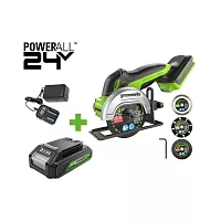 Угловая мини-шлифмашина GreenWorks GD24UCS, 24V, б/щет, 20000 об/мин,76 мм, рез 18 мм, 1x2Ач, ЗУ, коробка 3402007VUA