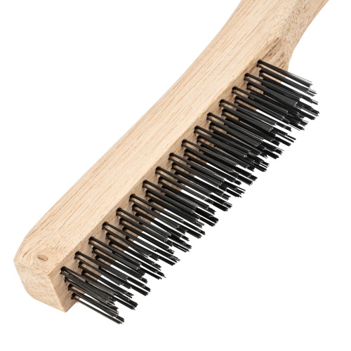 Щетка зачистная четырехрядная, закаленная прямая проволока с деревянной ручкой Сибртех фото 6