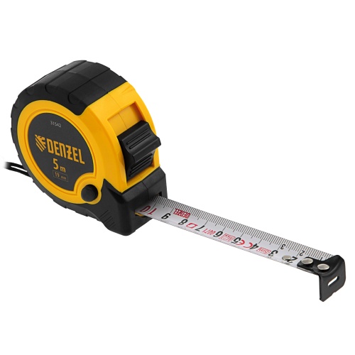 Рулетка 5м х 19мм, двухкомп. корпус, кнопка-пауза Denzel фото 4
