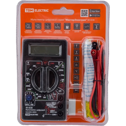 Цифровой мультиметр TDM МастерЭлектрик М-838 SQ1005-0003 фото 3 Цифровой мультиметр TDM МастерЭлектрик М-838 SQ1005-0003 фото 3