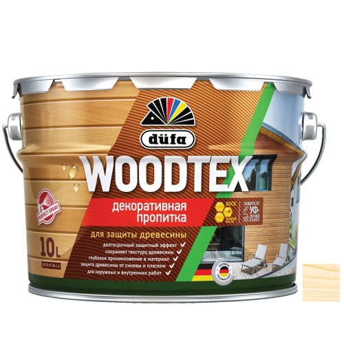 Пропитка декоративная для защиты древесины Dufa Woodtex бесцветная 9 л