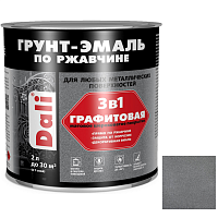 Грунт-эмаль по ржавчине Dali 3 в 1 графитовая серебристая 2 л