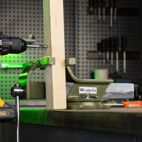 Тиски слесарные, 200 мм, стальные, поворотные Сибртех фото 15