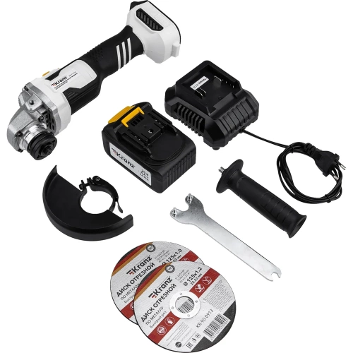 Угловая шлифовальная машина Kranz (УШМ, болгарка) аккумуляторная, 1x4Ач, в кейсе KR-PT-250 фото 8