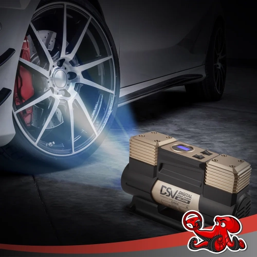 Двухцилиндровый компрессор DSV Smart, с LED фонарем, 75 л/мин 12 В, цифр. манометр 226000 фото 4