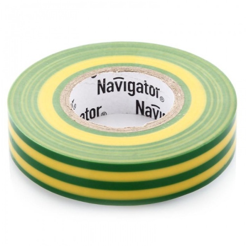 Изолента ПВХ Navigator NIT-B15-20/YG желто-зеленая 15 мм 20 м