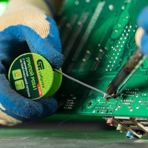 Припой с канифолью, D 2 мм, 25 г, POS61, на пластмассовой катушке Сибртех фото 8