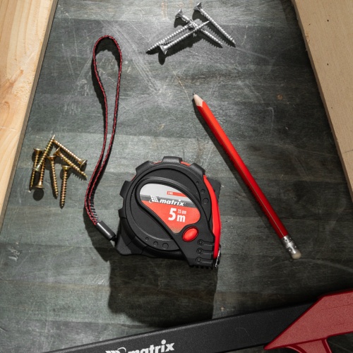 Рулетка Status Magnet 3 fixations,5 м х 25 мм,обрезиненный корпус,зацеп с магнитом Matrix фото 9