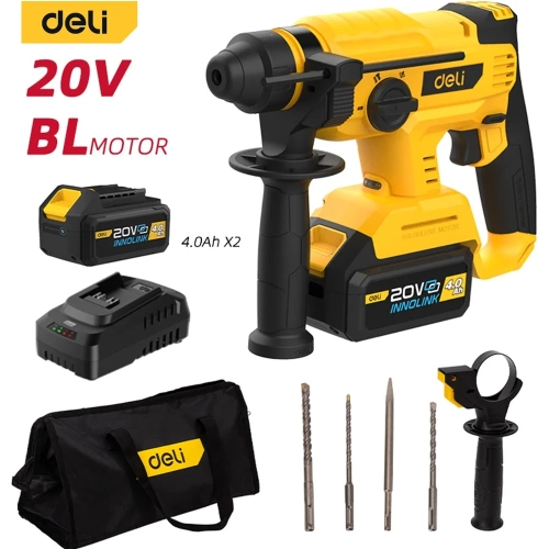 Перфоратор аккумуляторный DELI DC300 (2 АКБ+ЗУ, 20Вх4Ач, SDS PLUS, 2Дж, 4500уд/мин, сумка) 162765 фото 3