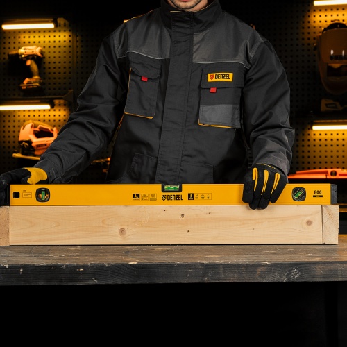 Уровень алюминиевый, магнит, фрезерованный, 3 глазка (1 зеркал.) 0,5 мм/м, 800 мм Denzel фото 15