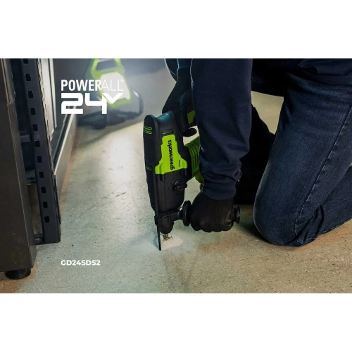 Бесщеточный перфоратор GreenWorks GD24SDS2, 24В, 2 Дж, 4500уд/мин, 24 мм в бетоне, 1x4Ач, ЗУ, 3803007VUB фото 9