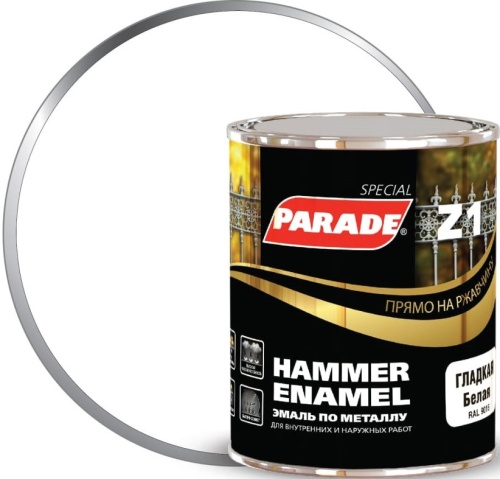 Эмаль по металлу Parade Special Z1 гладкая база А RAL 9016 белая 0,75 л