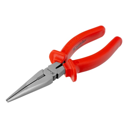 Длинногубцы прямые Econom, 180 мм, шлифованные, пластмассовые рукоятки Matrix