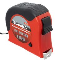 Рулетка Double fixation,10 м х 25 мм,обрезиненный корпус,двойная плавная фиксация Matrix