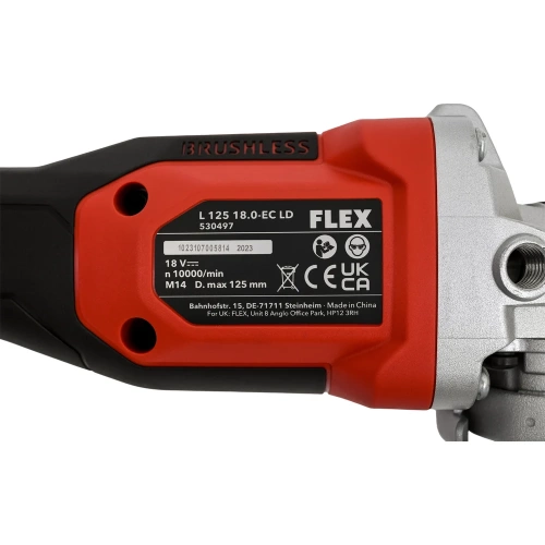 Аккумуляторная угловая шлифовальная машина FLEX L 125 18.0-EC LD C легкая 530497 фото 7