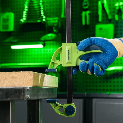 Струбцина F-образная, быстрозажимная, 900 х 70 х 1130 мм, пластиковый корпус, фиксатор, двухкомпонентная рукоятка Сибртех фото 5