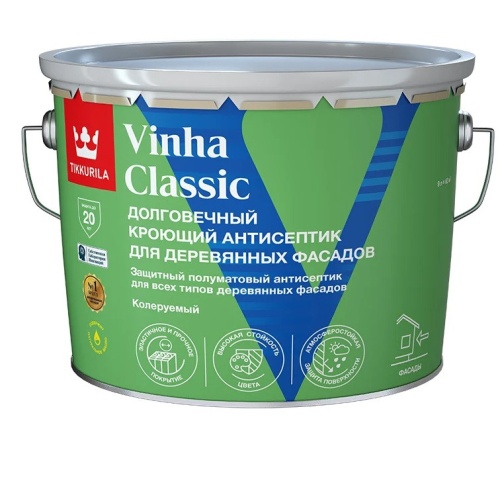 Антисептик кроющий Tikkurila Vinha Classic База VVA полуматовый 9 л