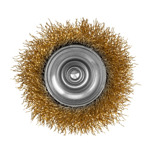 Щетка для дрели, 65 мм, "чашка" со шпилькой, латунированная витая проволока Matrix фото 3