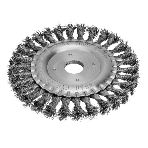 Щетка для УШМ 150 мм, посадка 22.2 мм, плоская, крученая проволока 0.5 мм Matrix фото 2