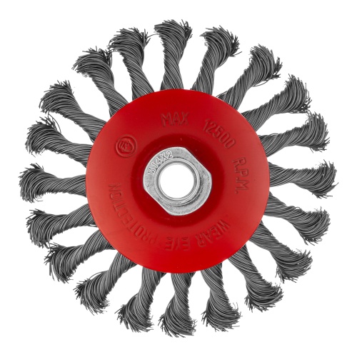 Щетка для УШМ, 125 мм, М14, "тарелка", крученая проволока 0.5 мм Matrix фото 3