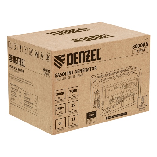 Генератор бензиновый PS 80 EA, 8.0 кВт, 230 В, 25 л, коннектор автоматики, электростартер Denzel фото 7 Генератор бензиновый PS 80 EA, 8.0 кВт, 230 В, 25 л, коннектор автоматики, электростартер Denzel фото 7