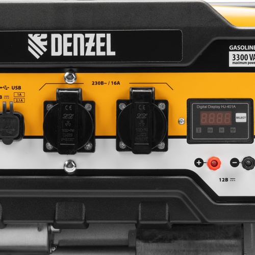 Генератор бензиновый PS-33E, 3.3 кВт, 230В, 15 л, электростартер Denzel фото 6
