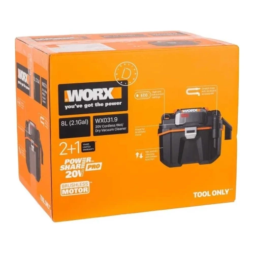 Пылесос для влажной и сухой уборки WORX 20 В, без АКБ и ЗУ WX031.9 фото 11