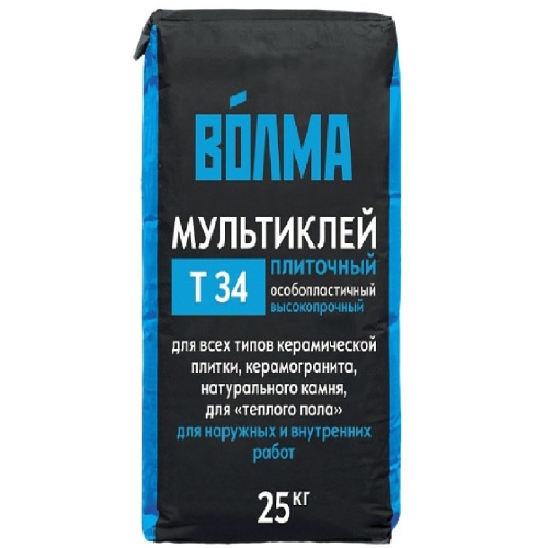 Клей для плитки цементный Волма Мультиклей Т34 25 кг