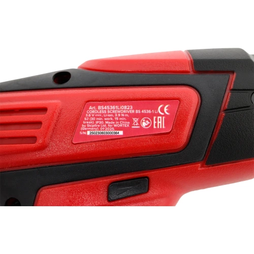 Аккумуляторная отвертка WORTEX BS 4536-1 LI BS45361Li0823 фото 9 Аккумуляторная отвертка WORTEX BS 4536-1 LI BS45361Li0823 фото 9