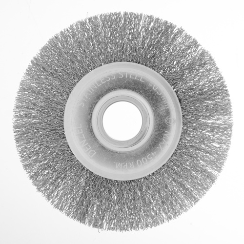 Щетка для УШМ, 125 мм, "Плоская", витая нержавеющая проволока 0.3 мм, посадка 22.2 мм Denzel фото 2 Щетка для УШМ, 125 мм, "Плоская", витая нержавеющая проволока 0.3 мм, посадка 22.2 мм Denzel фото 2