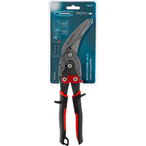 Ножницы по металлу GROSS PIRANHA 270 мм, прямой и левый проходной рез, сталь - СrMo, двухкомп. рук-ки 78331 фото 10