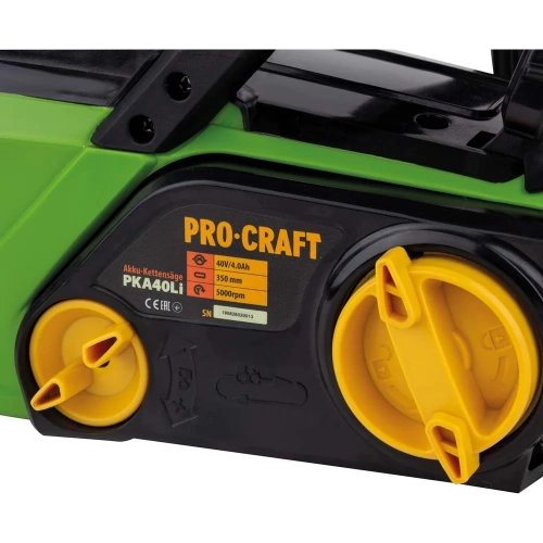 Пила цепная аккумуляторная PROCRAFT 40В 14'' (35 см) (АКБ 4Ач+ЗУ+Шина+Цепь) PKA-40Li фото 9 Пила цепная аккумуляторная PROCRAFT 40В 14'' (35 см) (АКБ 4Ач+ЗУ+Шина+Цепь) PKA-40Li фото 9
