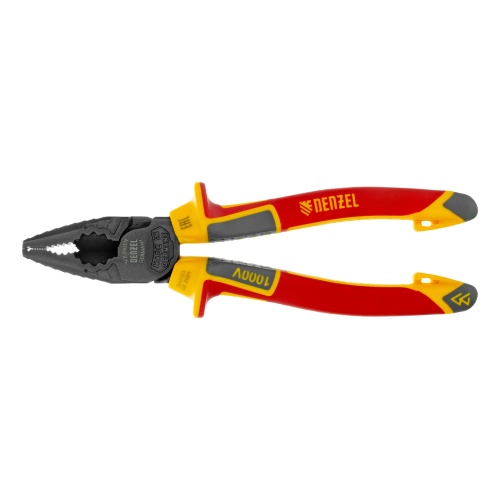 Плоскогубцы комбинированные, диэлектрические трехкомпонентные рукоятки до 1000 В, 180 мм Denzel фото 3