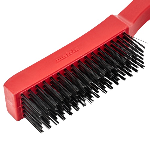 Щетка зачистная шестирядная, закаленная прямая проволока с пластиковой ручкой Matrix фото 4