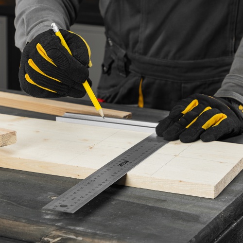 Угольник стальной 400 мм, нержавеющая сталь, градуировка, алюминиевое основание Denzel фото 7