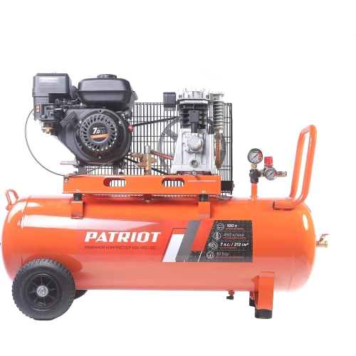 Компрессор бензиновый Patriot KGA 450 L100 - 450 л/мин, 10 бар, 100 л, 7 лс, быстросъем и «елочка» с вентилем 525102410 фото 10